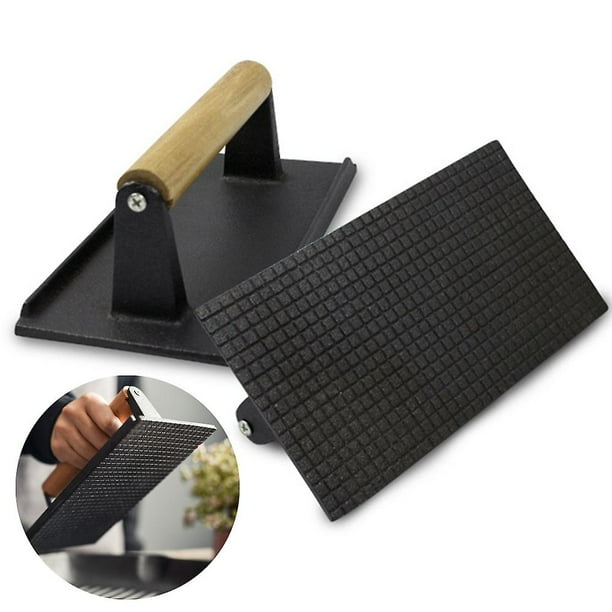 Cast Iron Meat Press Board Outdoor Bbq Grill Presses Uncoated Steak