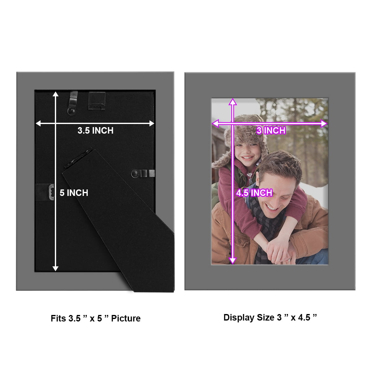 Modern Real Wood 3.5x5 inch Picture Frame in Gray