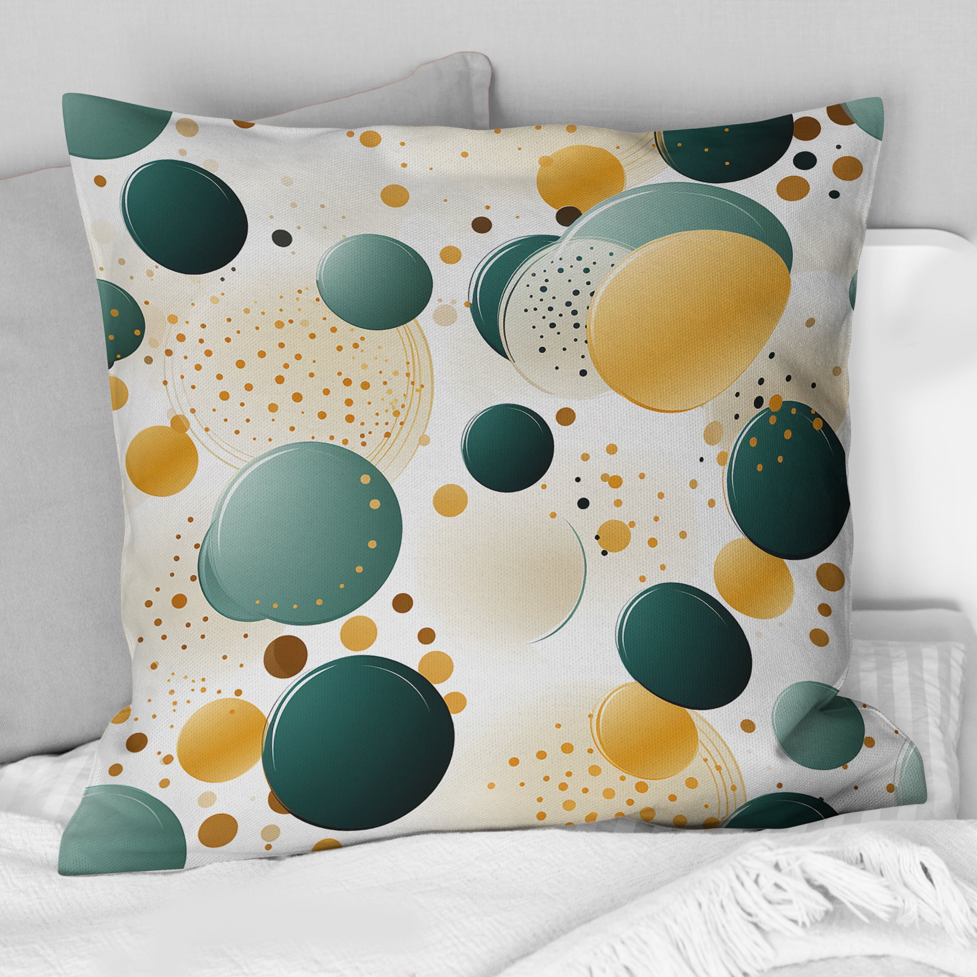Designart Polka Dots In An Urban Oasis Polka Dots Throw Pillow Modern Pillow For Couch Insert And Pillows Covers For Bedroom Decor