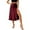 Wine, variant on MuXiKeJi Clothes Elegant Casual Satin Maxi Skirt Featuring High Waist Stretchy Elastic Band And Side Slit For Comfort