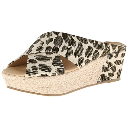 Brown Espadrille - CL by Laundry Womens Annalise Espadrille Fabric Peep, Brown Leopard, Size 7.5