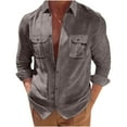 thumbnail image 2 of Corduroy-Shirts for Men with Pockets Button Down Collar Long Sleeve T Shirt Casual Solid Comfort Loose Lapel Tops Fall, 2 of 8