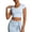 Blue-workout tops for women, variant on Womens Workout Shirt Stretch Short Sleeve Ribbed Yoga Crop Tops Strappy Cross Back Runched Athletic Shirts