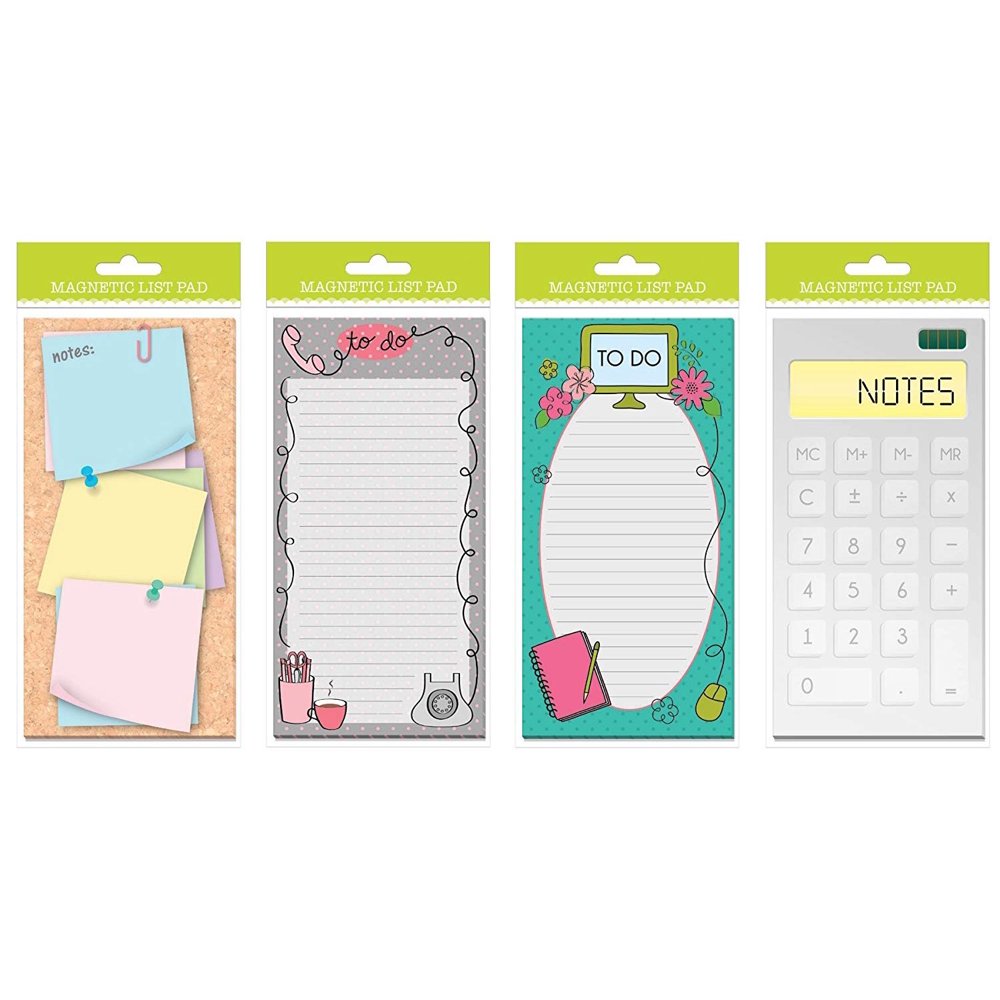 Set of 4 List Pads, 3.75" x 8.125" Grocery Shopping List Pads
