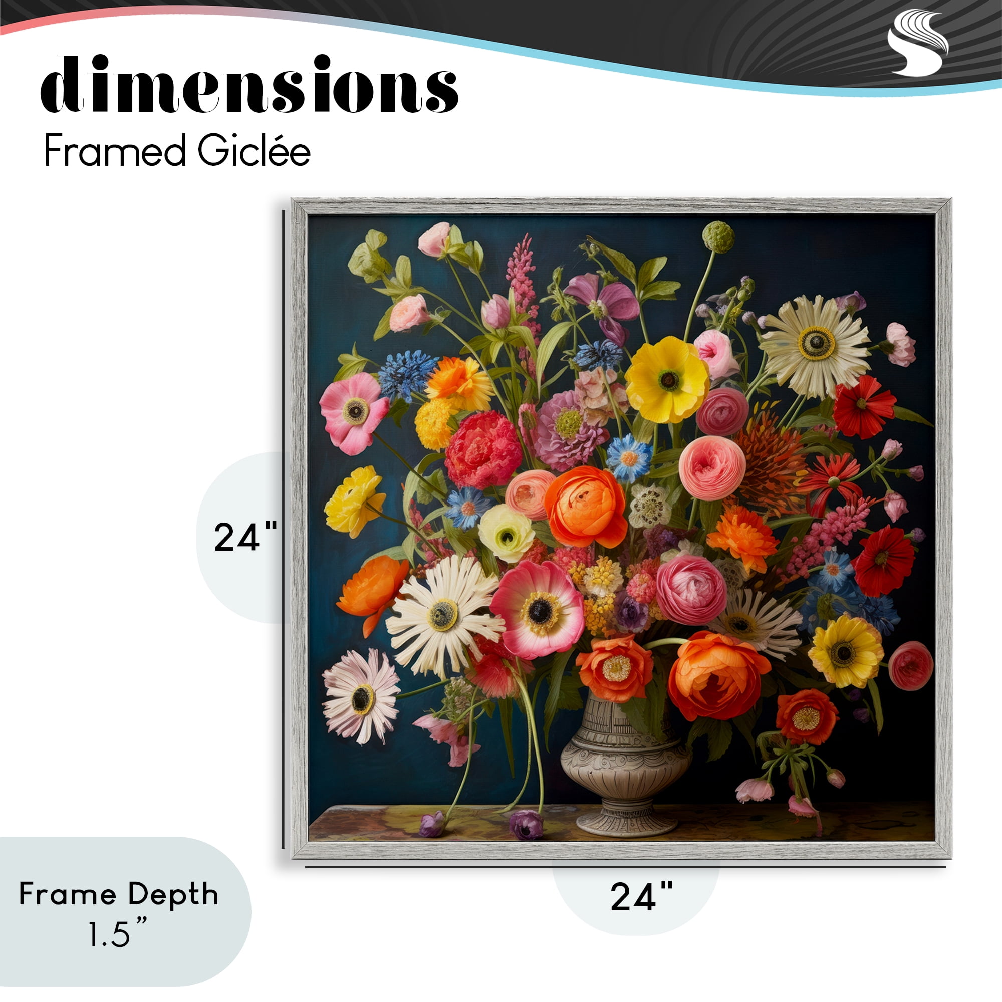 Stupell Industries Harmonious Garden Bouquet Gray Framed Giclee Art, design by Lazar Studio
