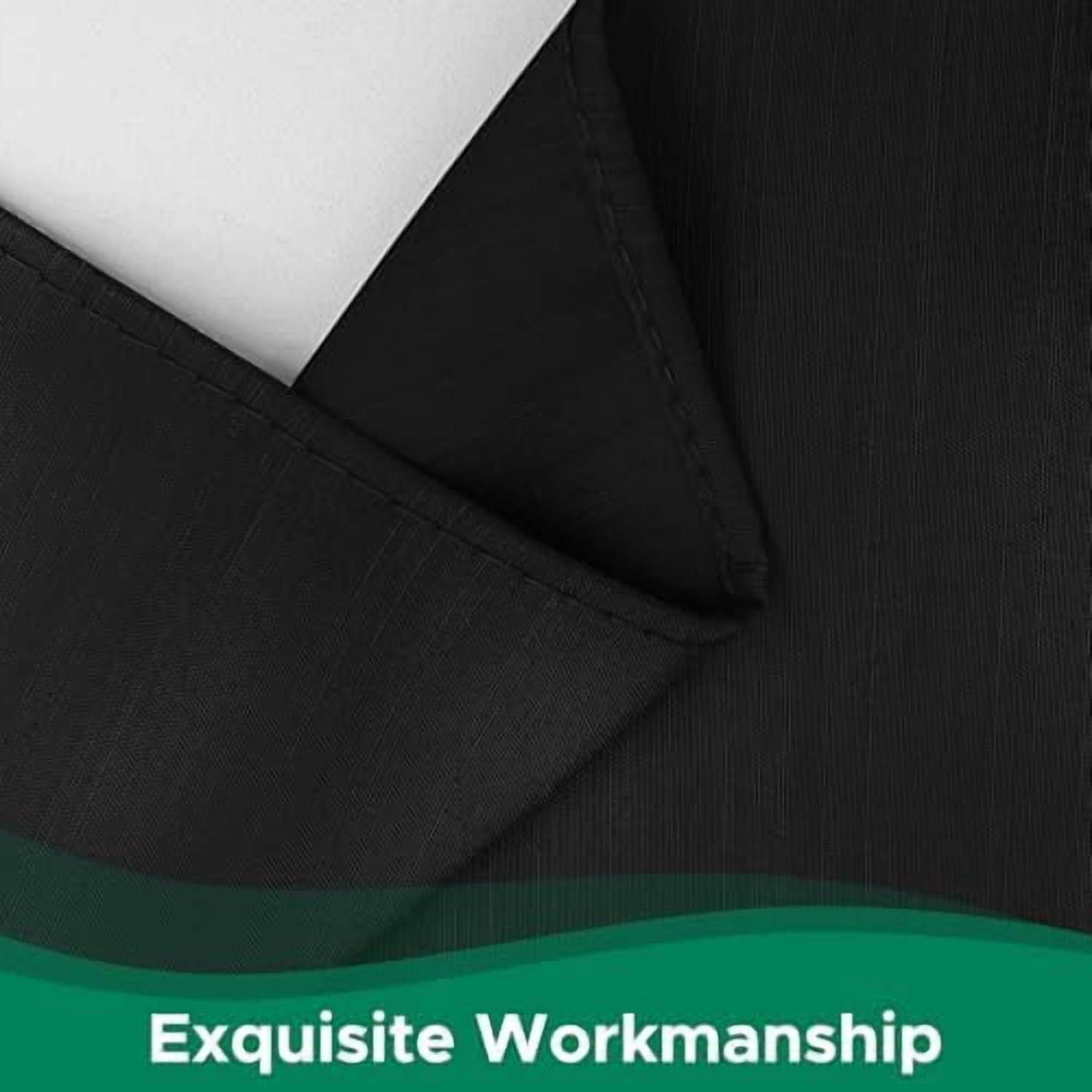 Wrap Around Bed Skirts for Queen Beds 17" Long Drop, Black Adjustable Elastic Dust Ruffles Easy Fit Wrinkle & Fade Resistant Silky Luxurious Fabric Solid Machine Washable
