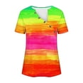 thumbnail image 4 of Hyknon Pride Shirt for Women Summer Fashion Short Sleeved V-neck Buttons LGBT Blouses Casual Tie-dye Printed Loose Fit Inspirational Equality Tops, S-5XL, 4 of 5