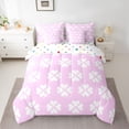 thumbnail image 2 of Homewish Cartoon Four-Leaf Clover Twin Bedding Sets 7-Piece for Preppy Child Kids,Pink White Bedding Comforter Set Microfiber,Kawaii Tree Leaves Breathable Sheet Sets,Luxury Bedroom Decor,Reversible, 2 of 8
