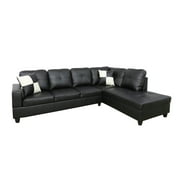 LIFESTYLE L Shape Sectional Sofa Sets with Waist Pillows for Living Room, Black