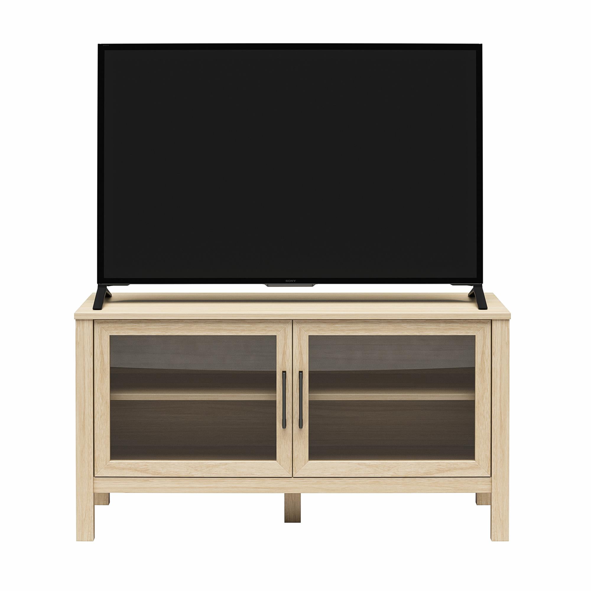 Mainstays Glass Door TV Stand for TVs up to 55", Spring Pine