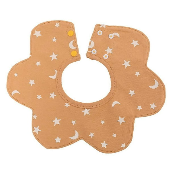 Safe Breathable Rotated Waterproof Cotton Baby Kid Infant Bib Household(Yellow+ Star Moon)