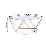 Efavormart Gold Metal Geometric Cake Stand Display Centerpiece Pedestal Riser with Square Glass Top - 14
