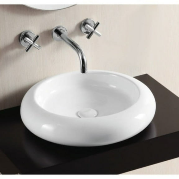 Nameeks Caracalla CA4027-No Hole Caracalla 18-3/8" Ceramic Vessel Bathroom Sink - White