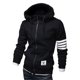 thumbnail image 1 of ZUEVI Sudaderas con capucha para hombre Sudadera informal con capucha y cordón a rayas con cierre de cremallera y bolsillos (Negro-XXL), 1 of 1
