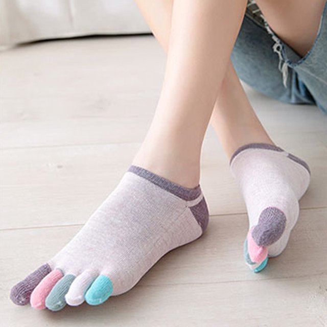 Calcetines Tobilleros De Algodón Con Forro Invisible Para Mujer, Con Dedos De Colores, Para Correr ANGGREK Otros