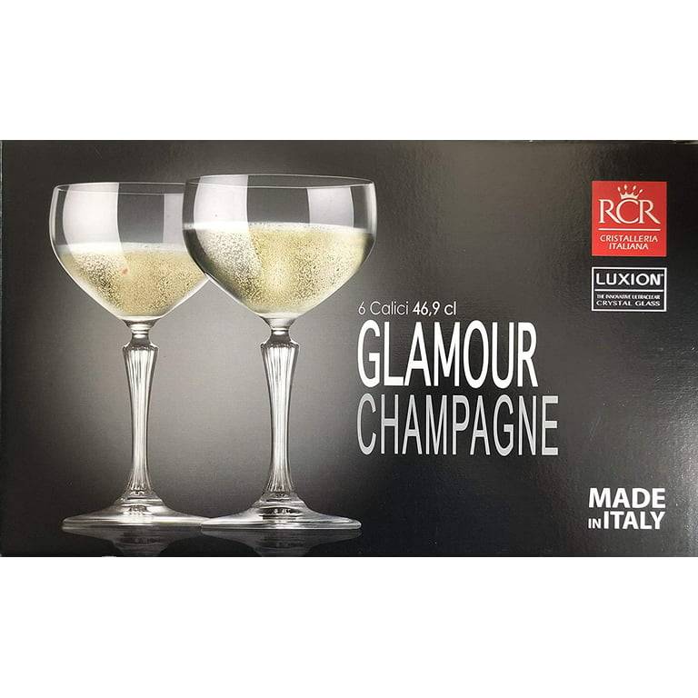 RCR Cristalleria Italiana Aria Collection 6 Piece Crystal Wine Glass Set  (Champagne Coupe (11.25 oz))