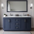 thumbnail image 2 of Wyndham Collection Miranda 66" Wood&Metal Double Bathroom Vanity in Blue/Nickel, 2 of 7