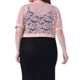 thumbnail image 3 of Cárdigans cortos de mujer plus size Agnes Orinda, con frente abierto, mangas cortas, encaje floral y boleros transparentes 2X Rosa, 3 of 6