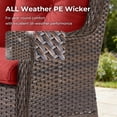 thumbnail image 5 of PARKWELL Outdoor 3 Seats Sofa - Rattan Wicker Patio Couch with Cushions - Steel Frame - Brown Wicker, Red Cushions, 5 of 9
