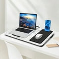 thumbnail image 4 of Lap Desk 21.1"x12", Portable Lap Desk for Laptop, Laptop Lap Pad with Mouse Pad & Phone Holder, Laptop Tray with Handle Ftis up to 15.6 inches Laptop, Laptop Stand White Marble, 4 of 9
