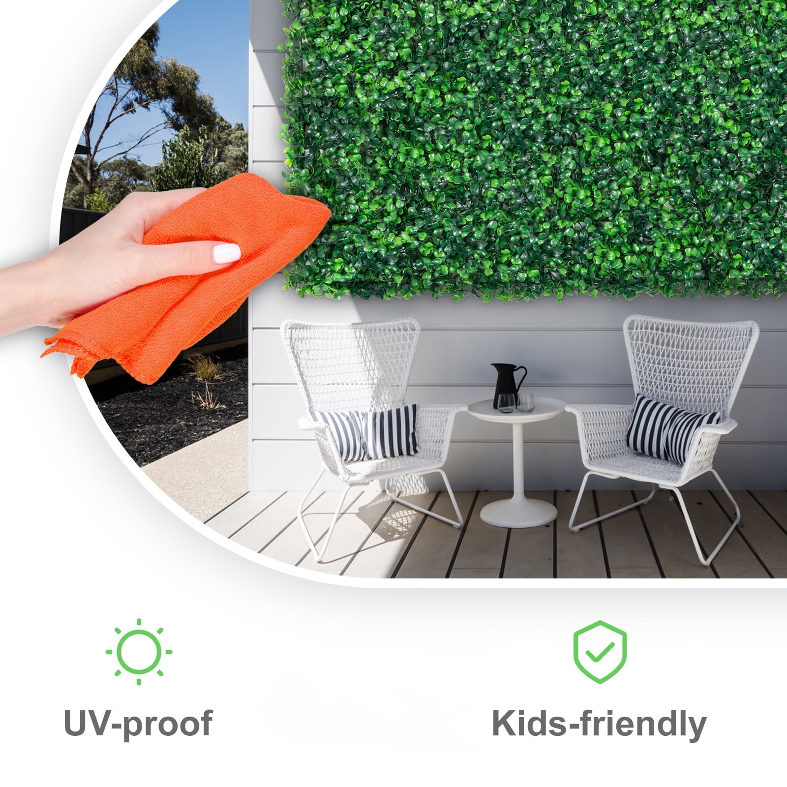 12PCS Artificial Boxwood Panels, Boxwood Hedge Wall Panels,Artificial Grass Backdrop Wall 1.6", Privacy Hedge Screen UV Protected for Outdoor Indoor Garden Fence Backyard, 20"x20"