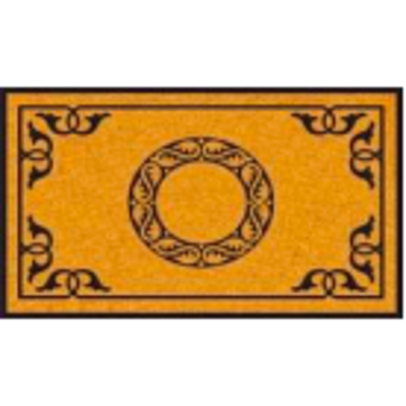 Home Décor Inc. Medallion Coir Door Mat, 18" x 30", Non-Slip Outdoor Entrance Mat, Heavy-Duty Natural Coir Rug