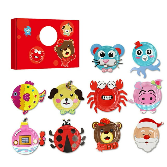 Kids Paper Plate Art Kit Cartoon Creative DIY Educational Paper Plate Craft Kit