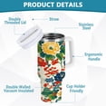 thumbnail image 2 of Yayeee 30oz Stainless Steel Tumbler with Straw and Handle Double-Wall Insulated Travel Water Bottle, Colorful Flowers Pattern, 2 of 8