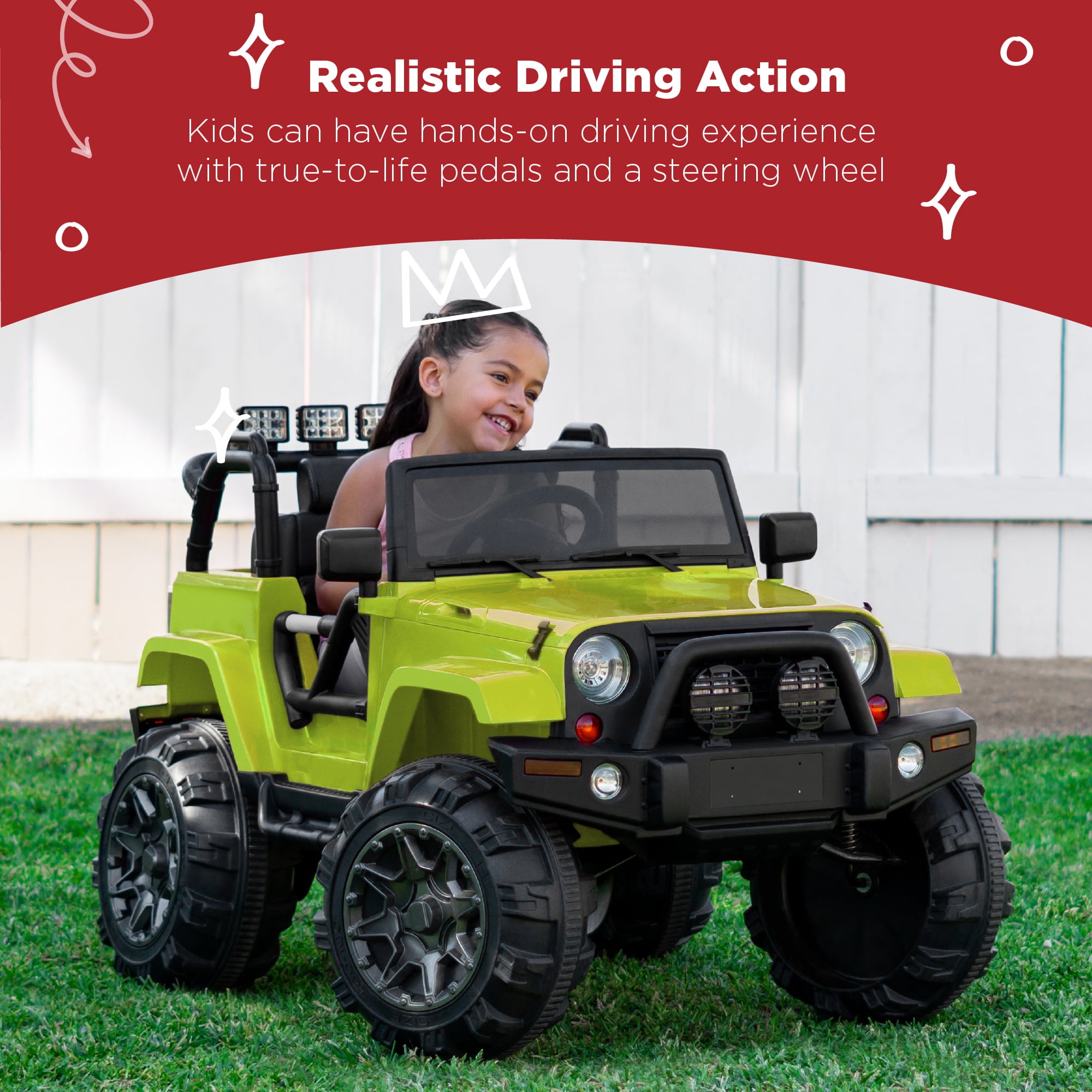 Best Choice Products Jumbo 12V Kids Electric Ride On Car with Parent Remote, Seat Harness, 65 lb Capacity - Green