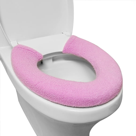 Toilet Seat Cover Bathroom Soft Thicker Warmer with Snaps Fixed Stretchable Washable Fiber Cloth Toilet Seat Covers Pads Easy Installation& Cleaning (purple)