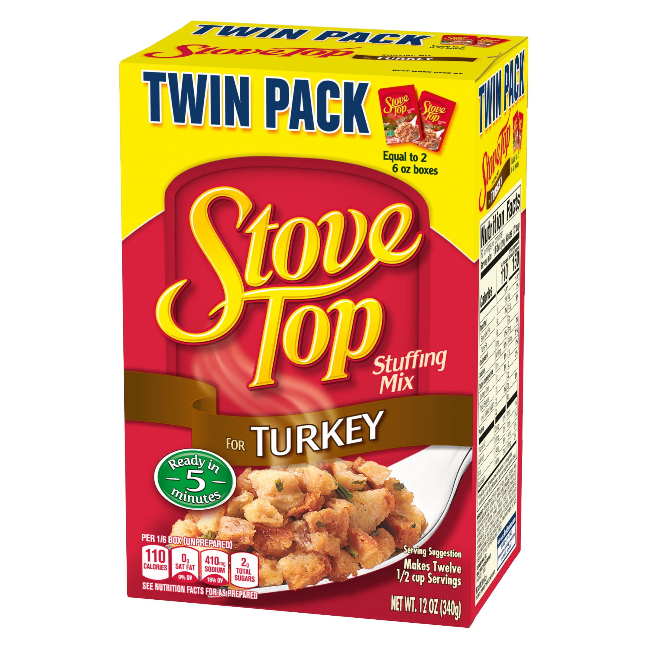 (6 pack) Stove Top Turkey Stuffing Mix Side Dish Twin Pack, 2 ct Pack, 6 oz Boxes