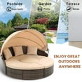 thumbnail image 3 of 4-piece Outdoor Patio Daybed with Retractable Canopy, Rattan Wicker Sectional Conversation Soft Set, Pool Furniture Set with Lifting Ottoman Table, Cushions and Pillows, Khaki, 3 of 9