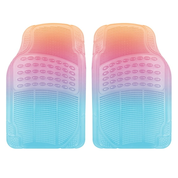 Carbella Automotive Floor Mats for Cars, 2 Piece Car Floor Mats with Rainbow Sunset Translucent Gradient, Trim-To-Fit All Weather Car Mats for Auto Truck Van SUV
