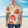 thumbnail image 2 of Xecao Strawberries print Hawaiian shirt - a stylish short-sleeve button-down for men, perfect for casual beach and tropical outings., 2 of 9