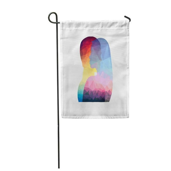 POGLIP Difference of Man and Woman Silhouette Couple Polygon Modern Garden Flag Decorative Flag House Banner 28x40 inch