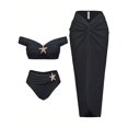 thumbnail image 2 of QURATI Swimwear Swimsuit Long Skirt Three Piece Bikini Women'S Swimsuit Black L, 2 of 6