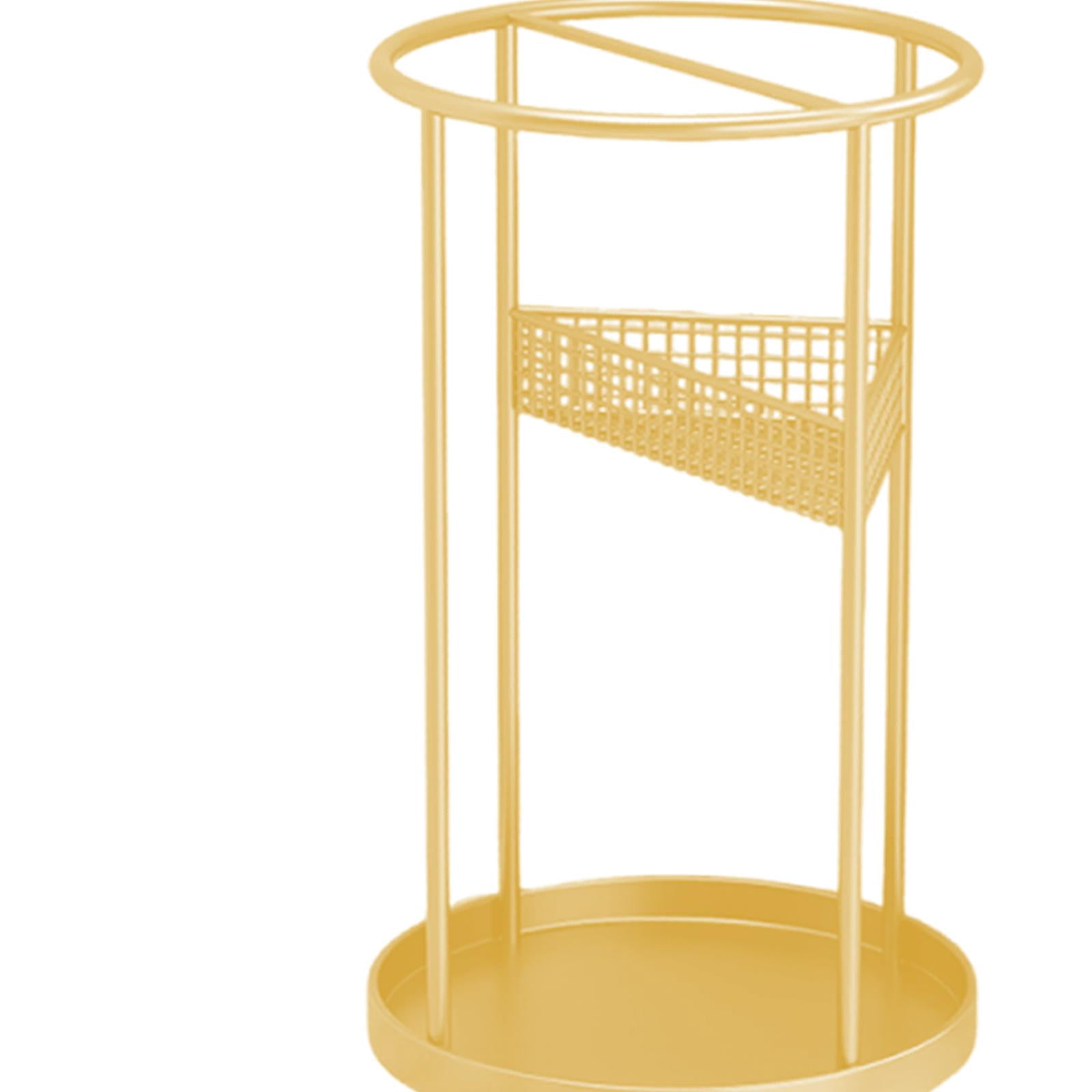 kowaku Umbrella Storage Bucket Commercial Umbrella Holder Versatile Decoration Round Compact Rack Organizer Stand for Rain Gear Home Gold
