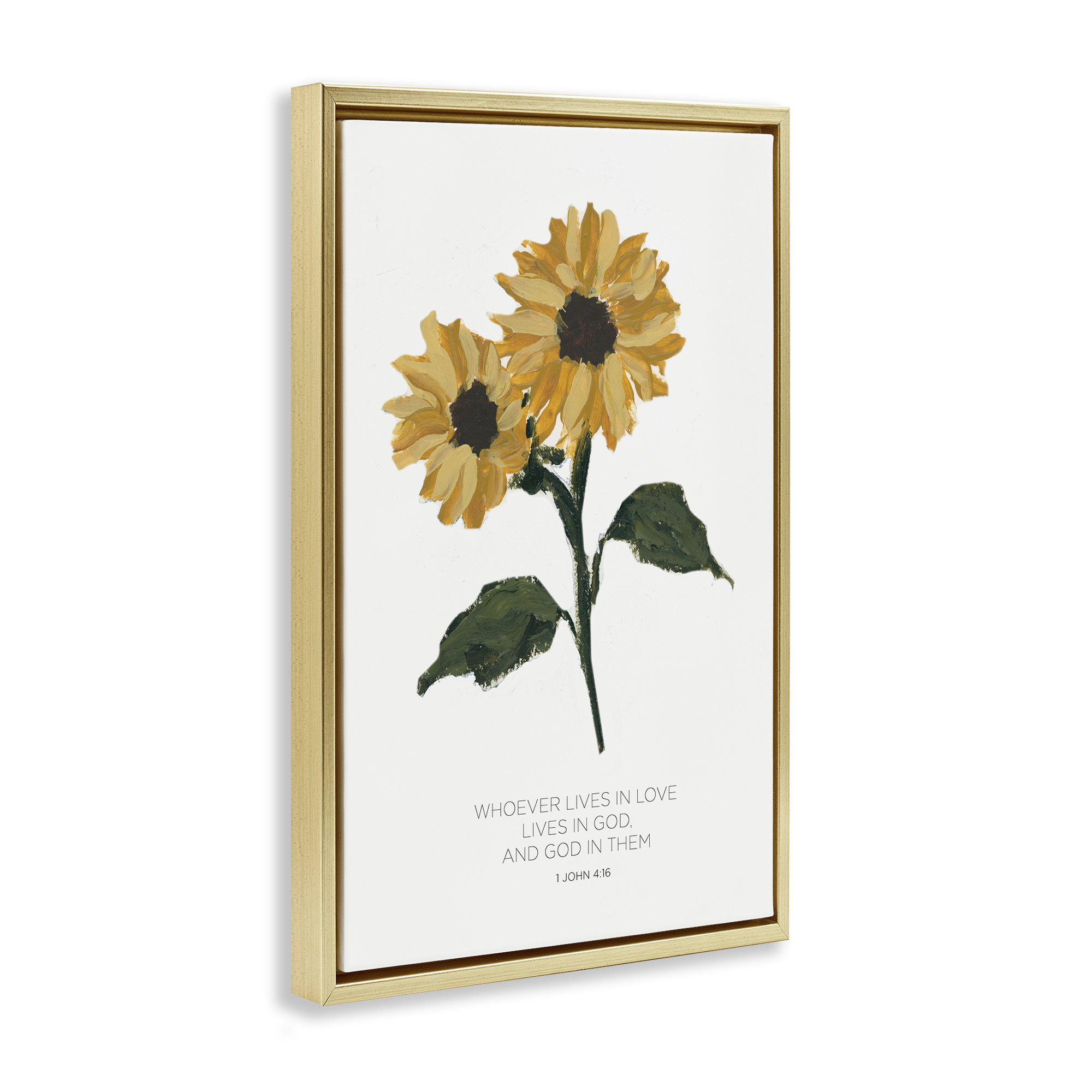 Stupell Industries Proverb with Sunflowers Religious Painting Gold Floater Framed Art Print Wall Art, 21 x 31