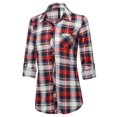 thumbnail image 3 of FashionOutfit Women's Casual Lightweight Roll Up Long Sleeve Plaid Button Down Shirts, 3 of 4