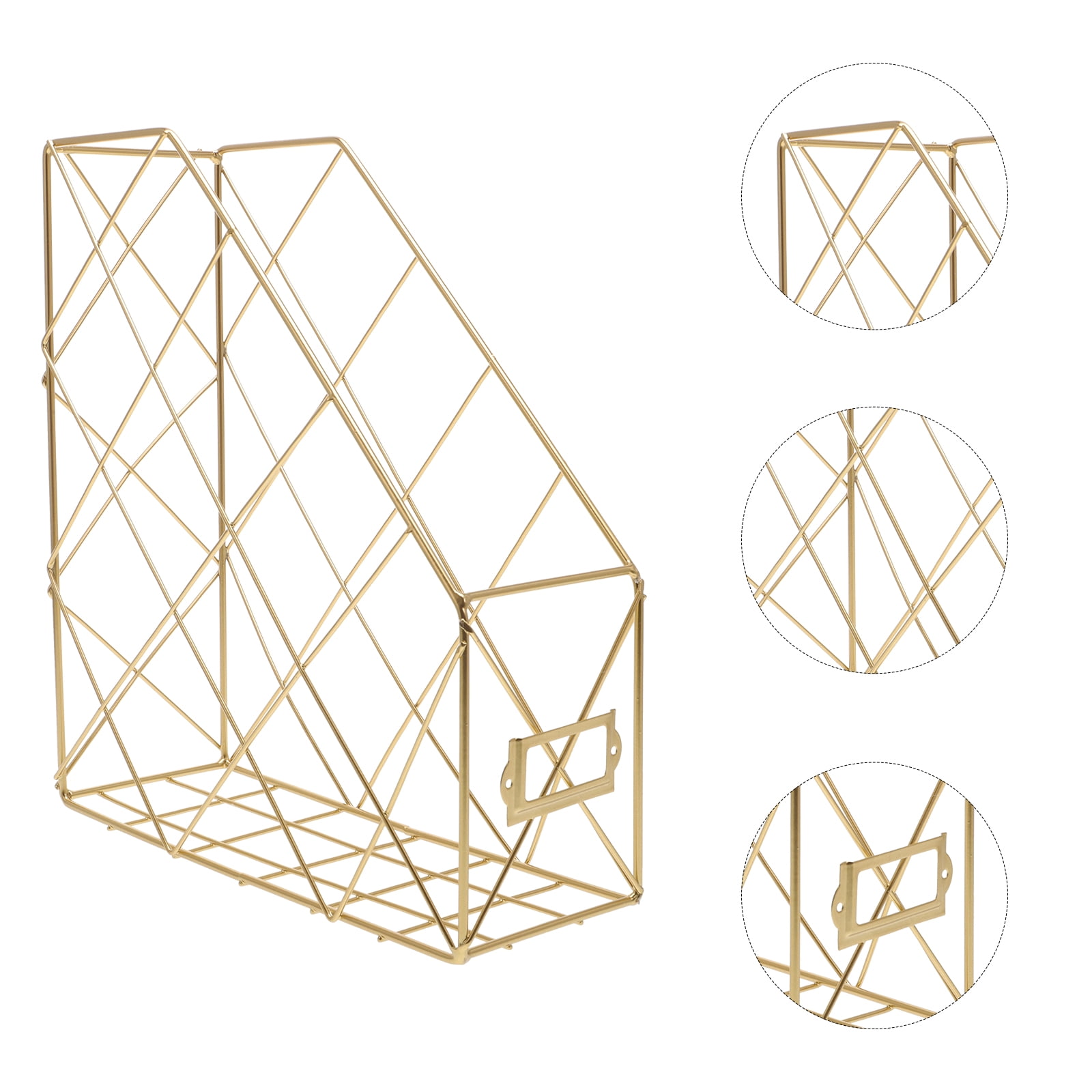 UEETEK Document Storage Rack Golden Desktop Organizer with Nordic Wrought Iron Design