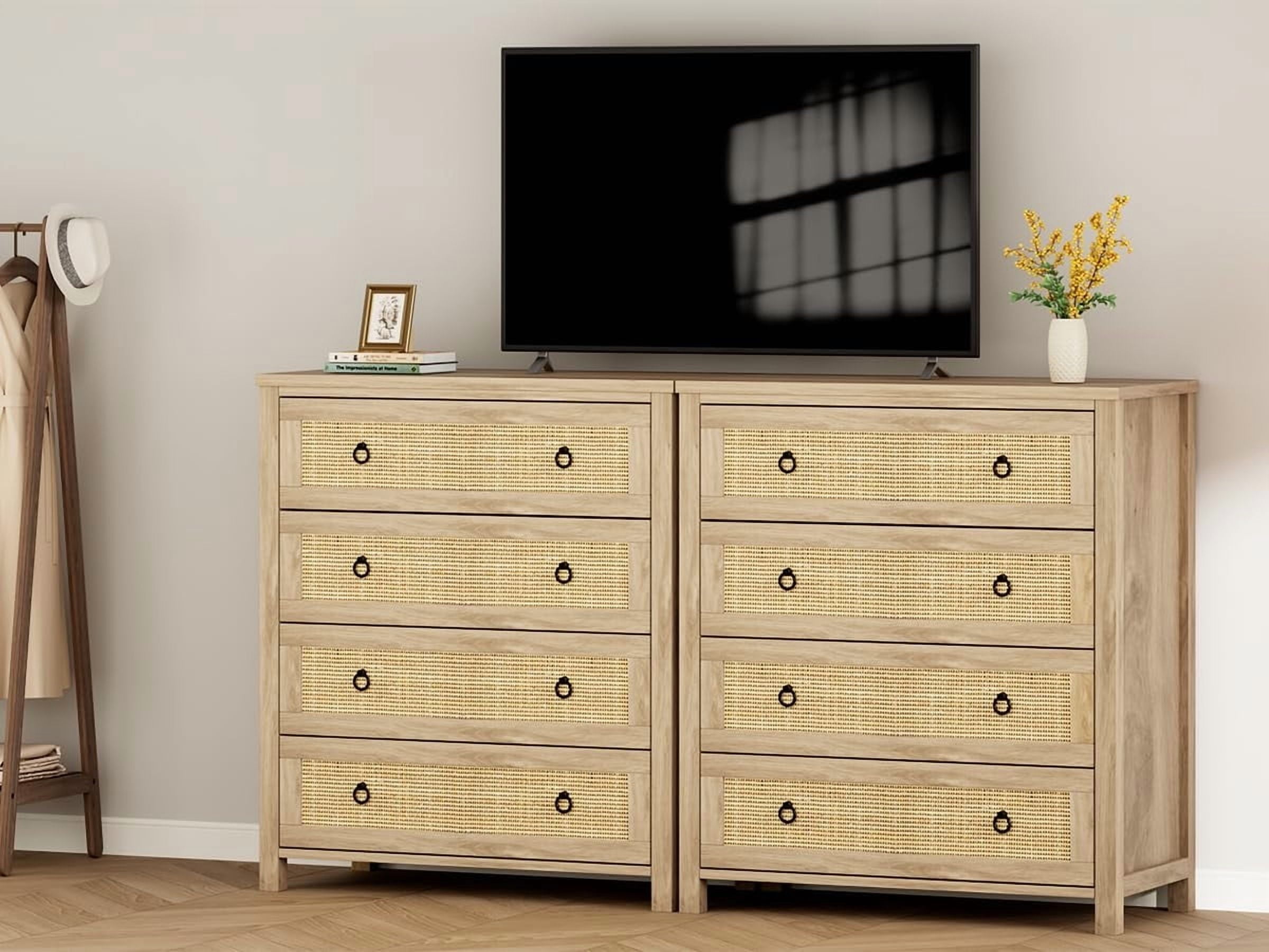 TROPOW 4 Drawer Dresser for Bedroom, Chest of Drawers, Modern Clothes Storage Cabinet & Wood Vertical Drawer Organizer for Living Room, Hallway, Nursery, Brown