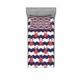 thumbnail image 2 of Ambesonne Nautical Fitted Sheet & Pillow Sham Set, Crabs on Striped, Queen, Red and Navy Blue, 2 of 3