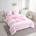 thumbnail image 3 of Feelyou Pink Glitter N Bedding Comforter Set 7pcs, Initial Letter A to Z Queen Bedding Sets, Kawaii Cartoon Style Reversible Queen Sheet Sets, Ultra Soft Home Decor, 3 of 7