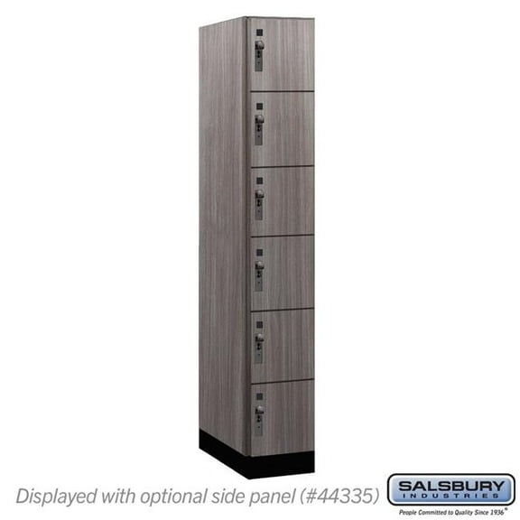 Salsbury Industries 46161SW 12 in. Wide Premier Wood Locker - Six Tier Box Style - 1 Wide - 6 ft. High - 21 in. Deep - Skyline Walnut - Hasp