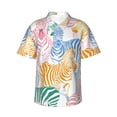 thumbnail image 2 of Goofa Zebra Colourful Hawaiian Shirt for Men, Unisex Summer Beach Casual Short Sleeve Button Down Shirts,Aloha Tropical Floral print shirt-Small, 2 of 9