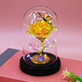 thumbnail image 6 of Eespoir Glass Covered Foil Rose, Eternal Flower Ornament, LED Night Light Decor, For Valentine's Day Gift Giving, Home Party Decor(Yellow), 6 of 7