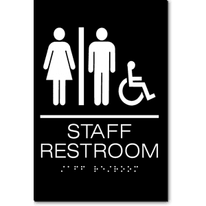 

Unisex STAFF RESTROOM Accessible Sign-Black / White (1 Unit)