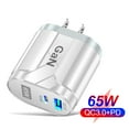 thumbnail image 1 of NARABB Fast Quick Charge Phone Fast Wall Charger 65W PD USB-C QC3.0 Fast Charging Adapter 2 Plug, 1 of 6