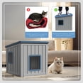 thumbnail image 3 of FICARTS Outdoor Condo-Style 1-Level Waterproof, Insulated Cat Shelter for Cats & Small Dogs, Blue, 3 of 7