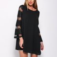 thumbnail image 5 of Gibobby Vestidos Casuales para Mujer Vestido de malla de encaje de gasa de manga larga con cuello redondo grueso grande para mujer de primavera(Negro,XL), 5 of 5